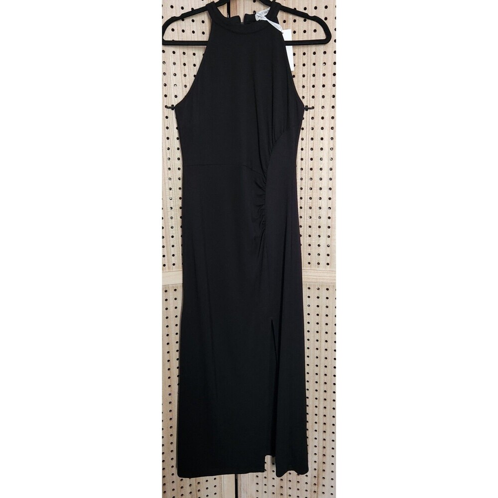 Grace Karin‎ Womens Sheath Dress Blk Ruched Sleeveless Halter Zip Elegant Medium